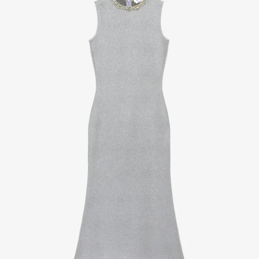 Chain Mail Embroidery Midi Dress