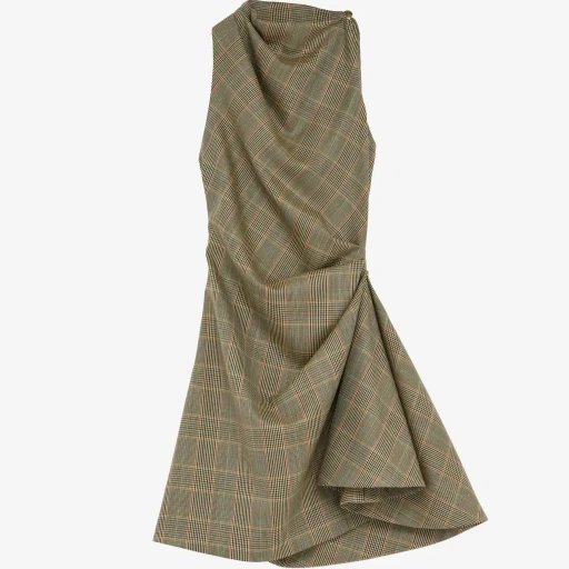 Country Check Asymmetric Mini Dress