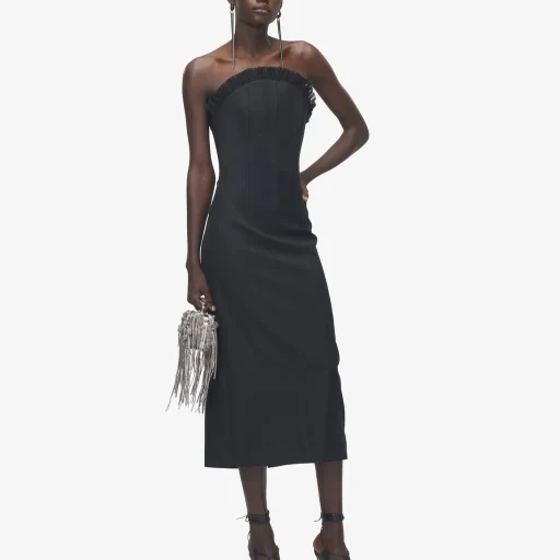 Crepon Trim Evening Dress