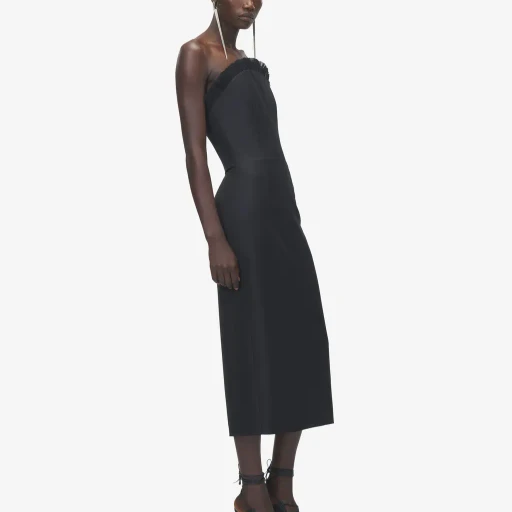Crepon Trim Evening Dress
