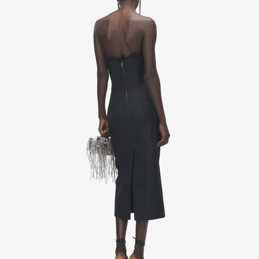 Crepon Trim Evening Dress