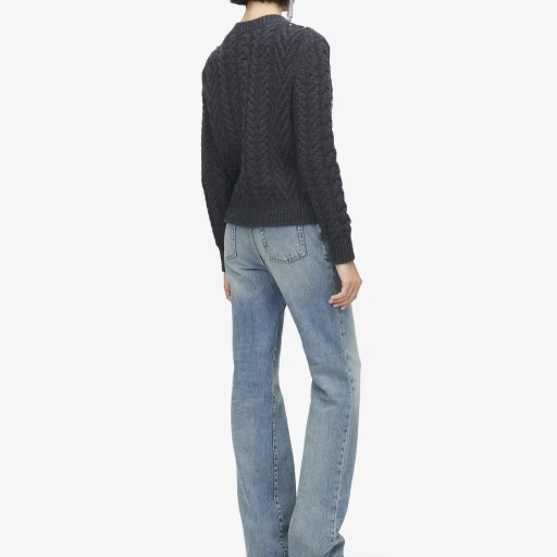 Crystal Embroidery Cable Knit Cardigan