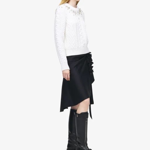 Crystal Embroidery Cable Knit Jumper