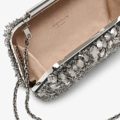 Crystal Embroidery T-Bar Box Clutch