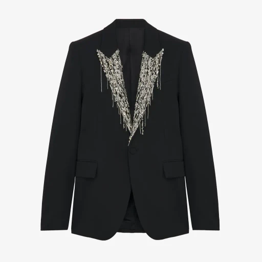 Crystal Embroidery Single-Breasted Jacket