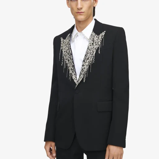 Crystal Embroidery Single-Breasted Jacket