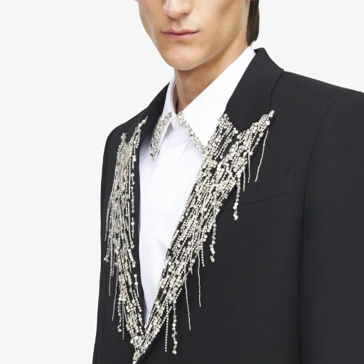 Crystal Embroidery Single-Breasted Jacket