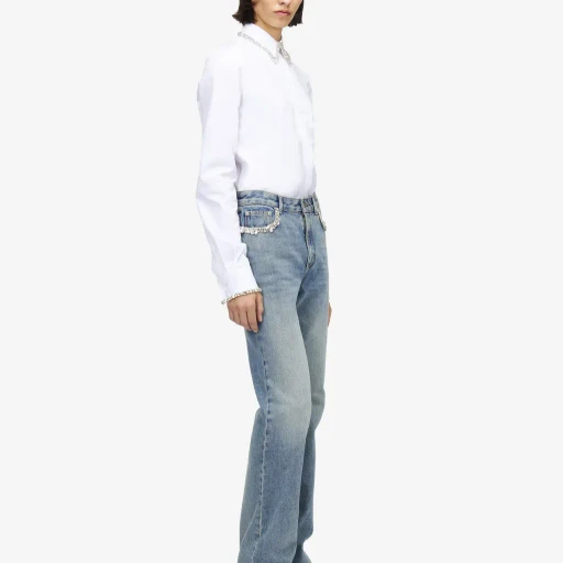 Crystal Embroidery Straight Leg Jeans