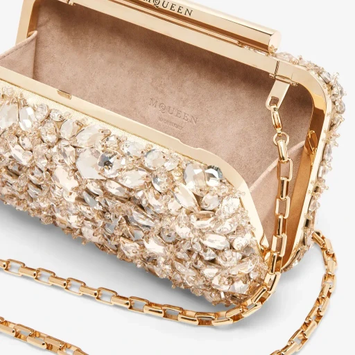Crystal Embroidery T-Bar Box Clutch