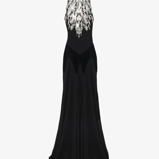 Crystal Mirror Embroidery Evening Dress