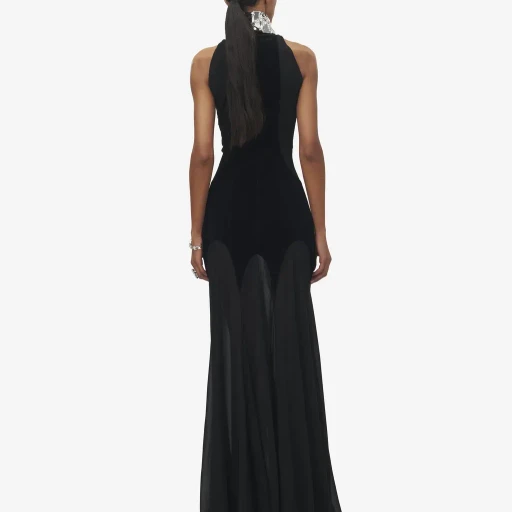 Crystal Mirror Embroidery Evening Dress