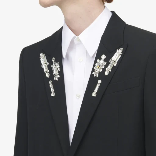 Crystal Mirror Embroidery Single-Breasted Jacket