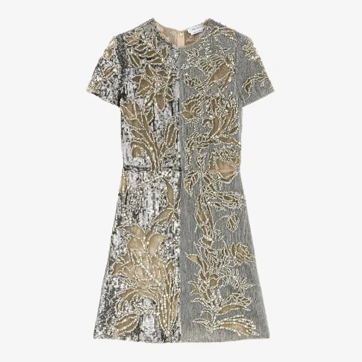 Crystal Stencil Embroidery Mini Dress