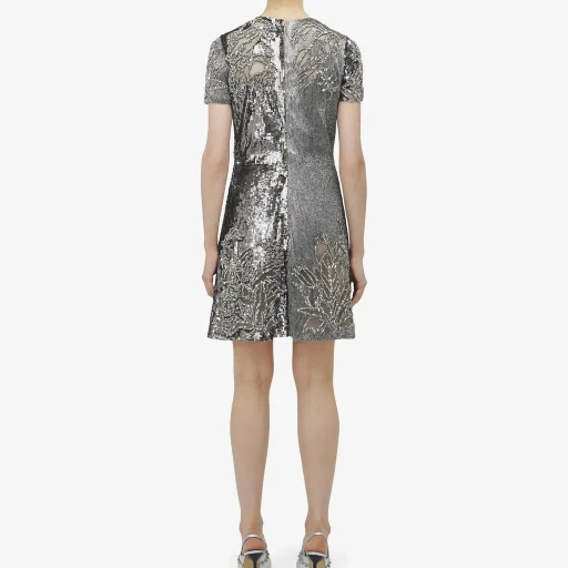 Crystal Stencil Embroidery Mini Dress