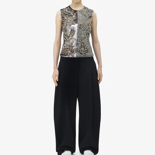 Crystal Stencil Embroidery Top