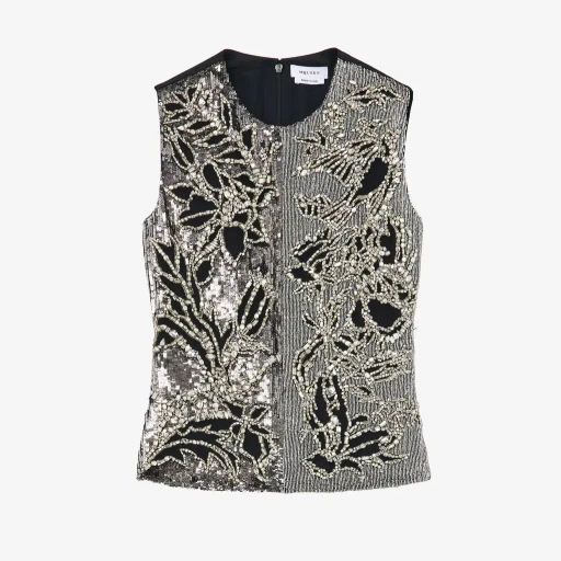 Crystal Stencil Embroidery Top