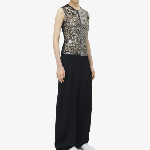 Crystal Stencil Embroidery Top
