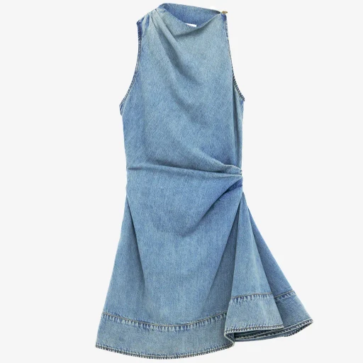 Denim Asymmetric Mini Dress