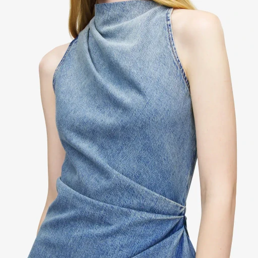 Denim Asymmetric Mini Dress