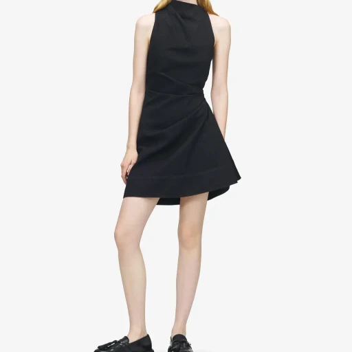 Denim Asymmetric Mini Dress