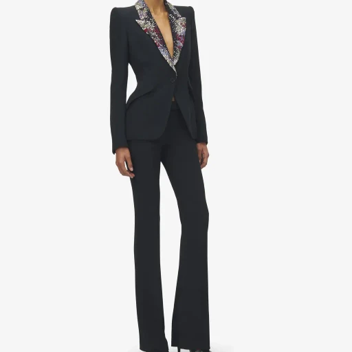 Embroidered Lapel Jacket
