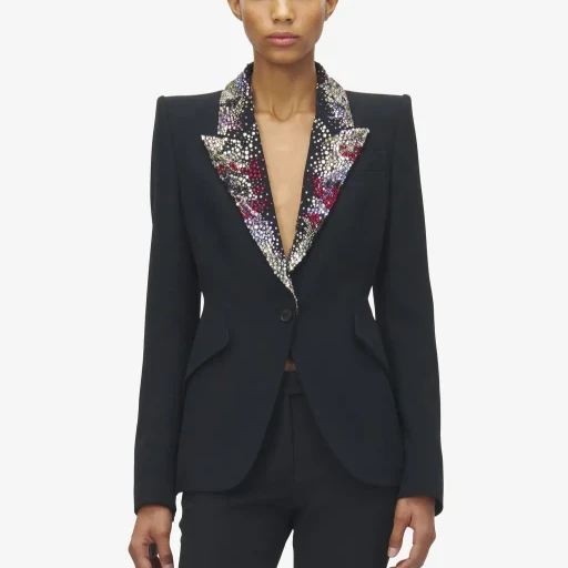Embroidered Lapel Jacket
