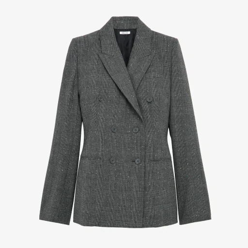Flecked Glen Check Double-Breasted Jacket