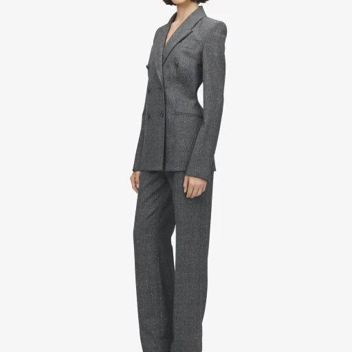 Flecked Glen Check Double-Breasted Jacket