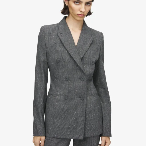 Flecked Glen Check Double-Breasted Jacket