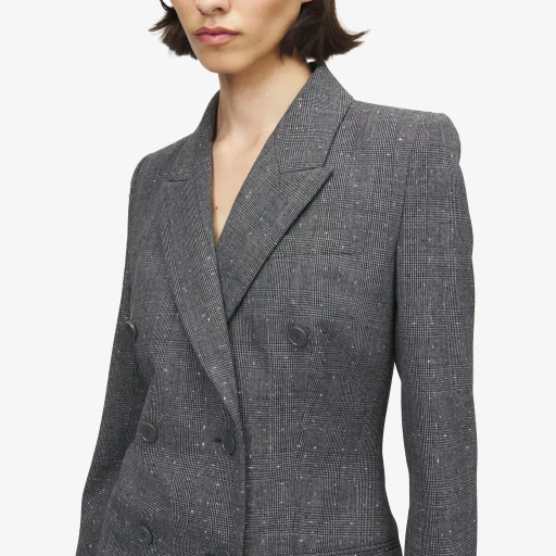 Flecked Glen Check Double-Breasted Jacket