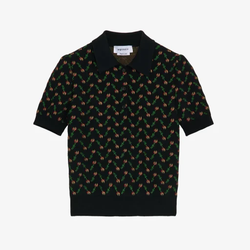 Flower Jacquard Polo Shirt
