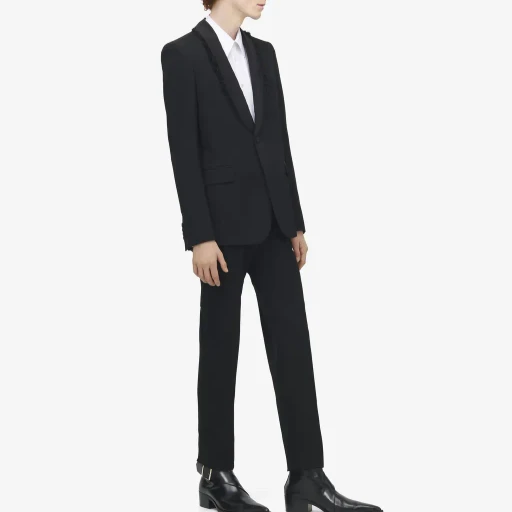 Frayed Lapel Single-Breasted Jacket