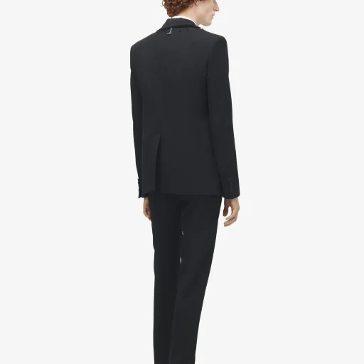 Frayed Lapel Single-Breasted Jacket