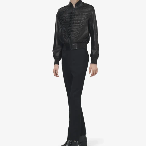 Frogging Embroidery Leather Jacket