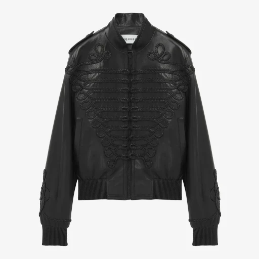 Frogging Embroidery Leather Jacket