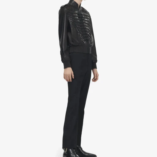 Frogging Embroidery Leather Jacket
