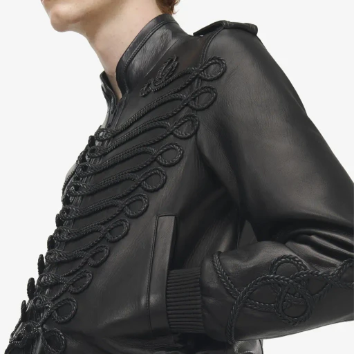 Frogging Embroidery Leather Jacket