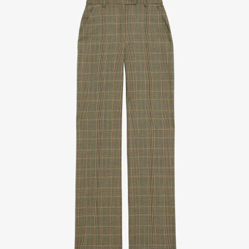 High-Waisted Country Check Tailored Trousers