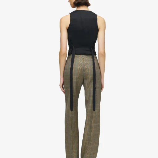 High-Waisted Country Check Tailored Trousers
