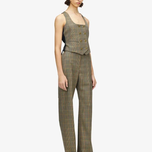 High-Waisted Country Check Tailored Trousers