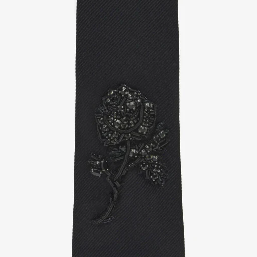 Jet Rose Embroidered Tie