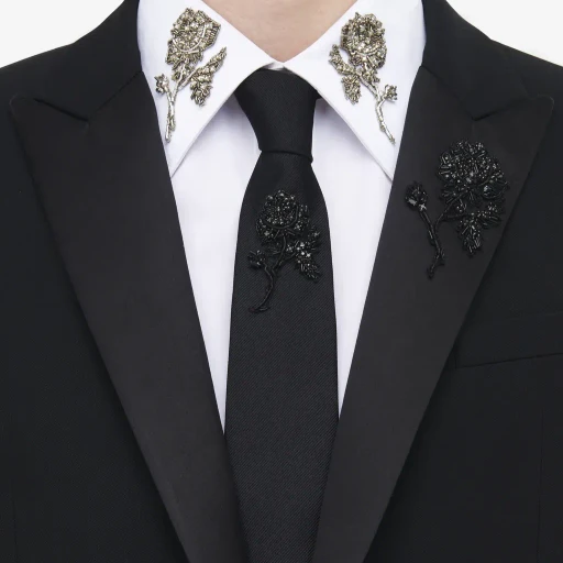 Jet Rose Embroidered Tie