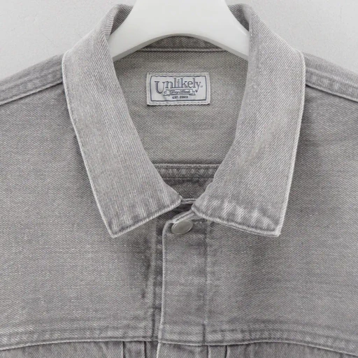 Unlikely Time Travel Trucker Jacket Gray Denim