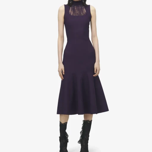 Lace Panel Midi Dress