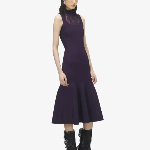 Lace Panel Midi Dress