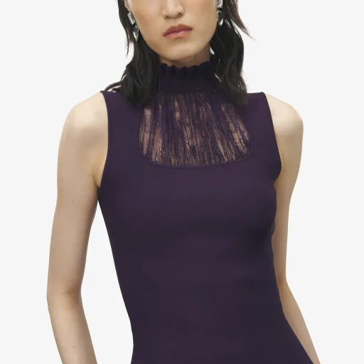Lace Panel Midi Dress