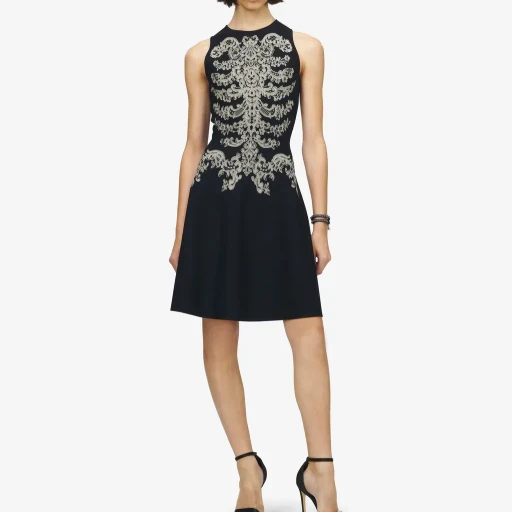 Lace Ribcage Jacquard Mini Dress