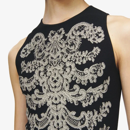 Lace Ribcage Jacquard Mini Dress