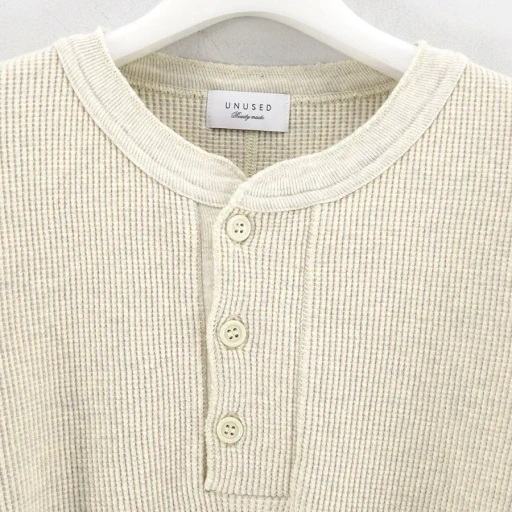 Long-Sleeve Henry Neck Waffle T-Shirt