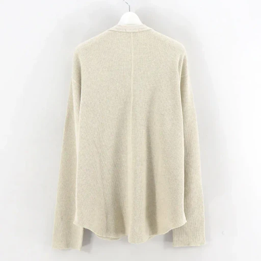 Long-Sleeve Henry Neck Waffle T-Shirt